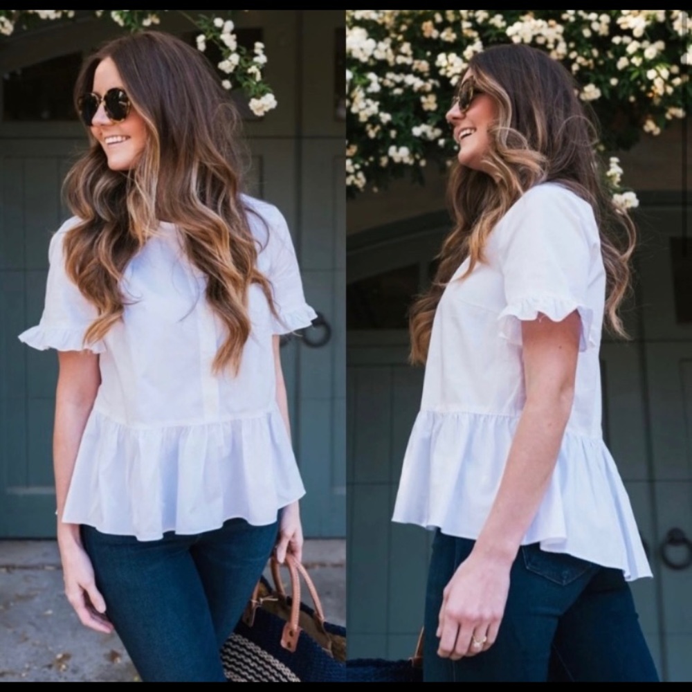 Madewell Studio Ruffle Hem Top In White